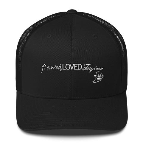 flawed.LOVED.Forgiven Trucker - Black | Navy/White | Pink